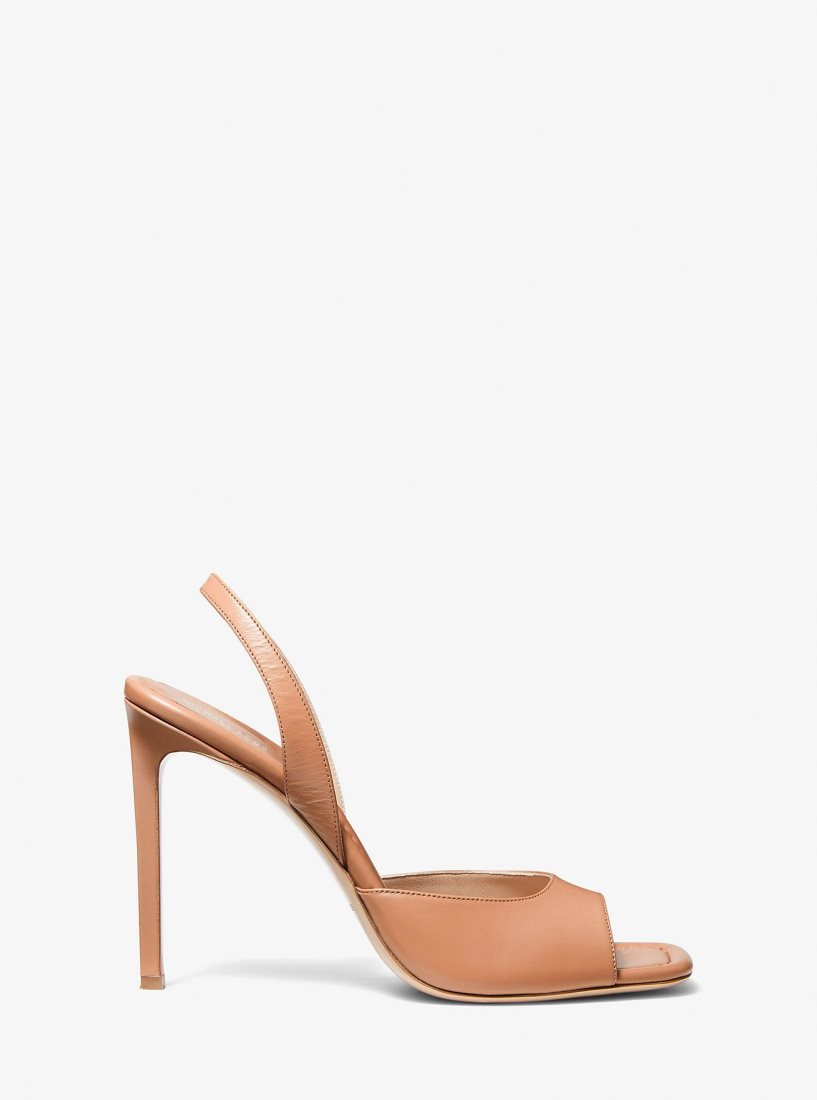 Sandalias Michael Kors Marisa Leather Sandal Mujer Suntan | 2137-KFLQJ