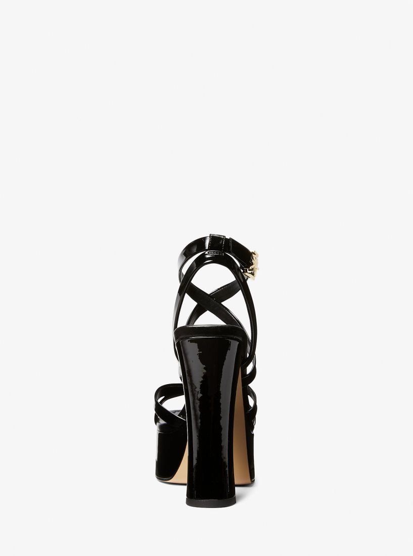 Sandalias Michael Kors Paola Faux Patent Leather Sandal Mujer Negras | 6832-UTXIM