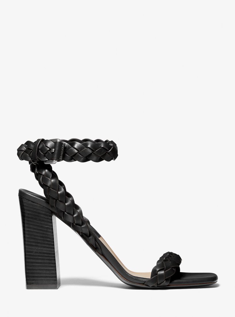 Sandalias Michael Kors Pippa Woven Leather Sandal Mujer Negras | 8620-YUZJE