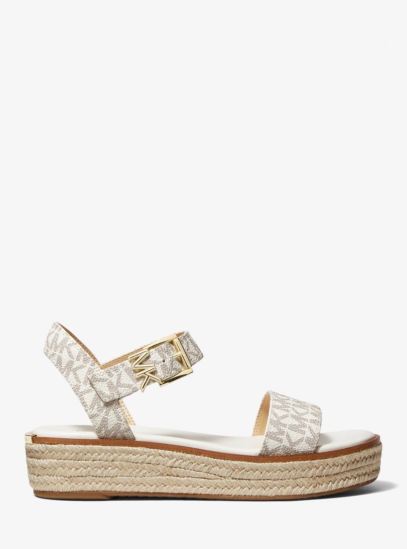 Sandalias Michael Kors Richie Logo Platform Espadrille Sandal Mujer Amarillo Claro | 0153-VWHXP