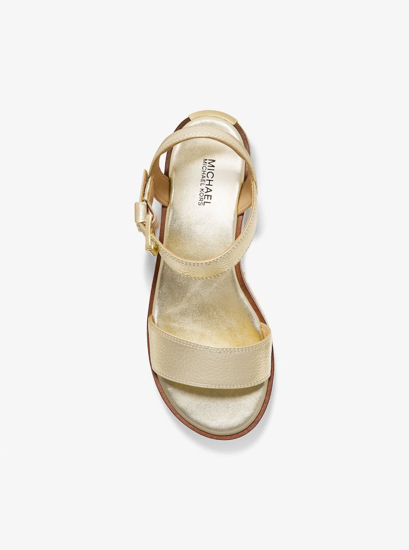 Sandalias Michael Kors Richie Metallic and Logo Platform Espadrille Mujer Doradas | 9641-EMFJW