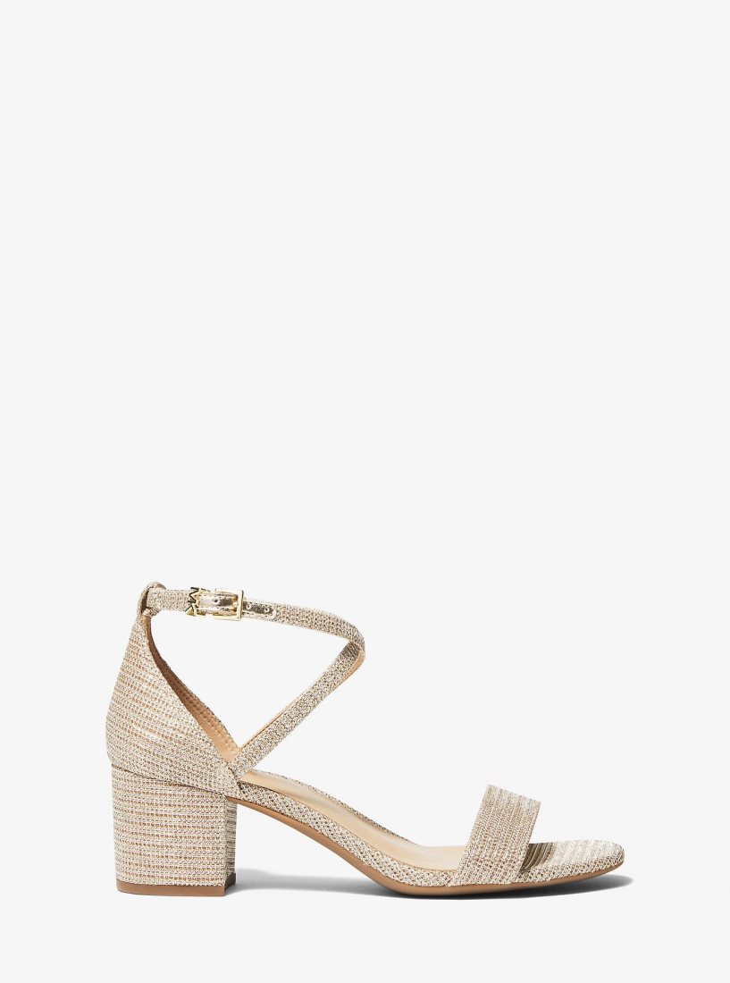 Sandalias Michael Kors Serena Flex Glitter Chain-Mesh Sandal Mujer Doradas | 2364-YNKBT