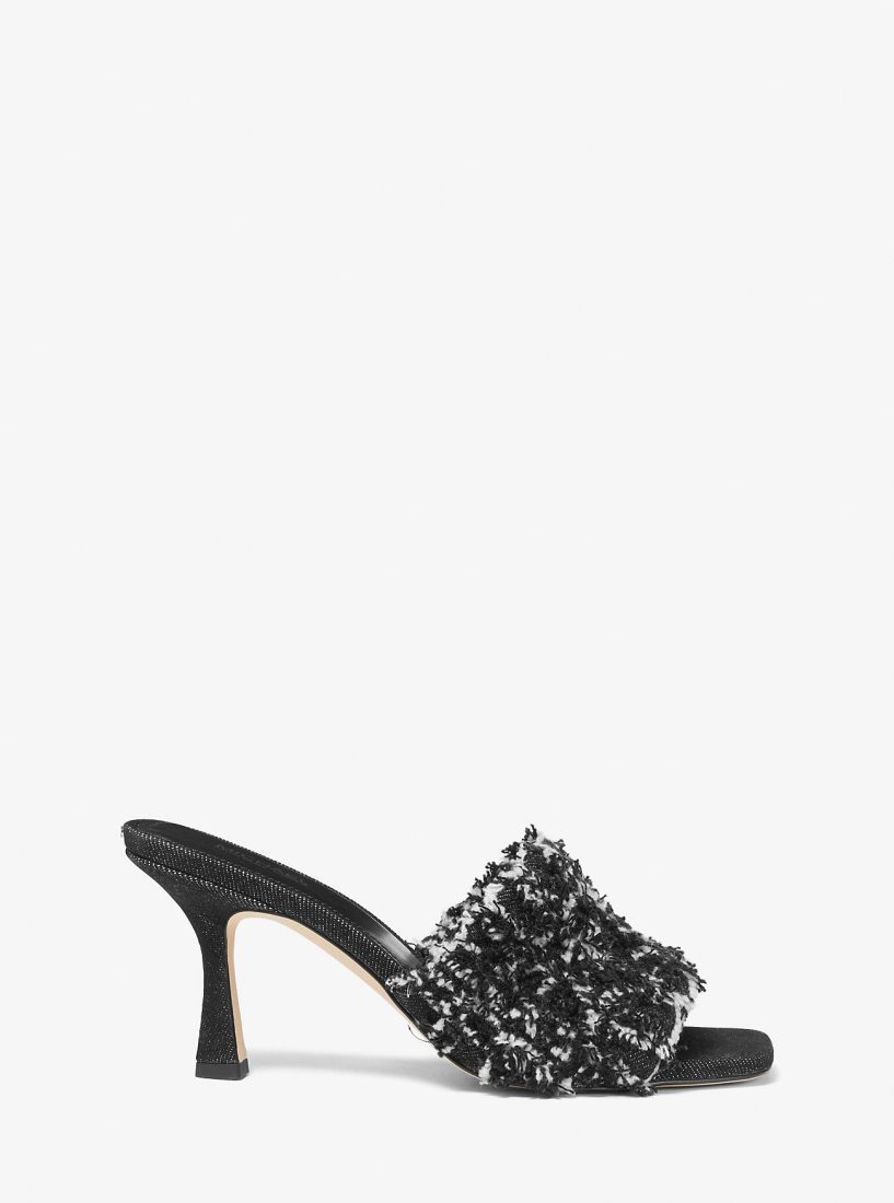 Sandalias Michael Kors Tessa Frayed Denim Mule Sandal Mujer Negras | 1027-KAEBJ