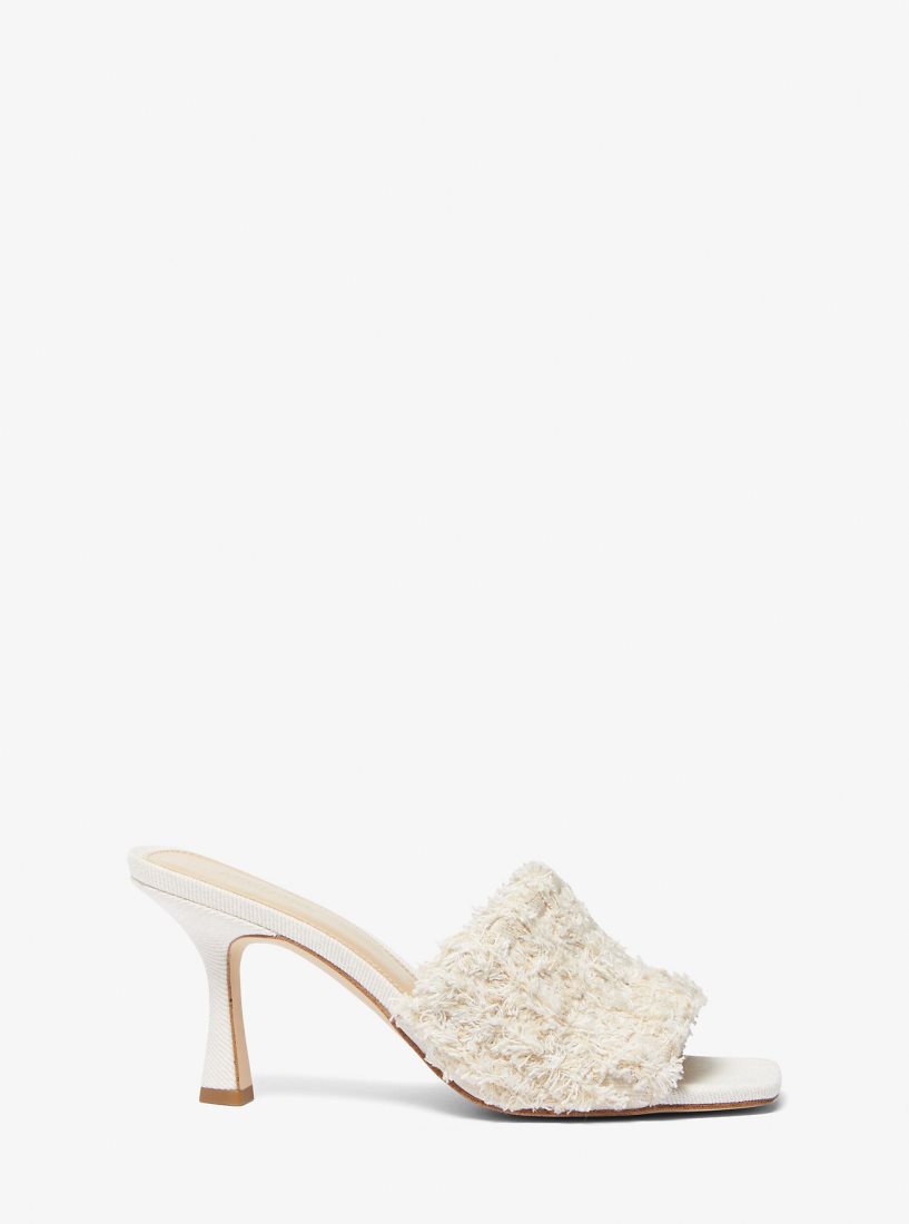 Sandalias Michael Kors Tessa White Denim Mule Sandal Mujer Blancas | 1630-SNMZJ