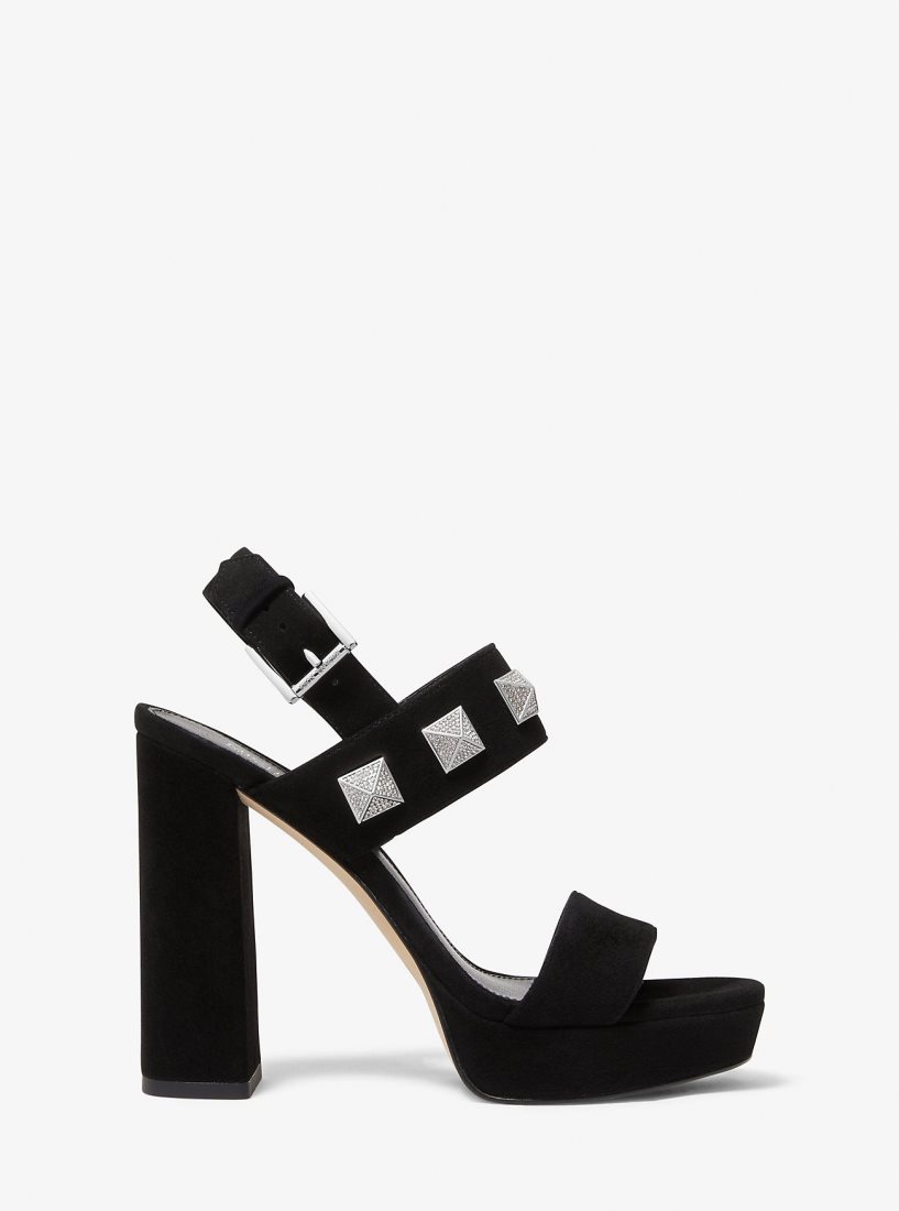 Sandalias Michael Kors Wren Studded Suede Platform Sandal Mujer Negras | 0427-EDJNH