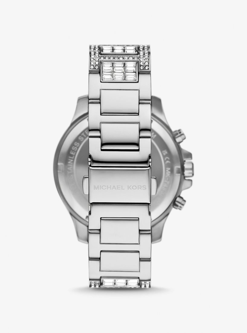 Silver-tone Michael Kors Limited-Edition Oversized Sage Pave Silver-Tone Watch Mujer Plateadas | 6801-DREXA