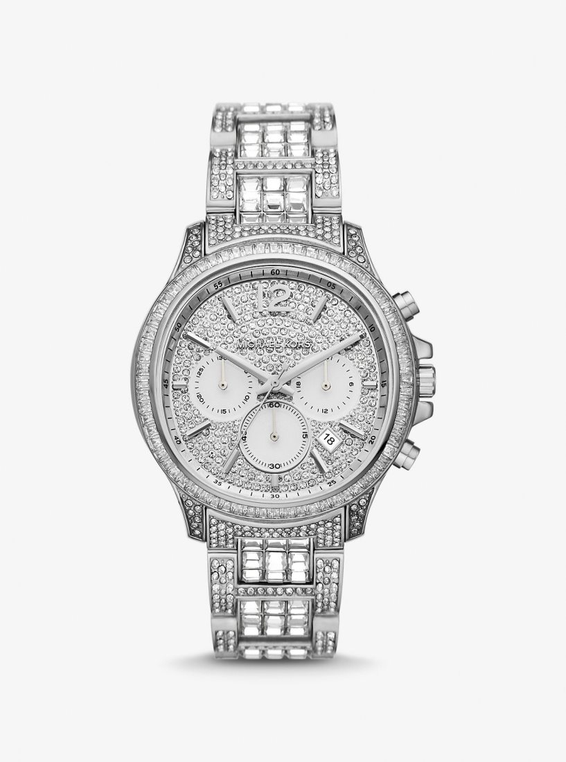 Silver-tone Michael Kors Limited-Edition Oversized Sage Pave Silver-Tone Watch Mujer Plateadas | 6801-DREXA