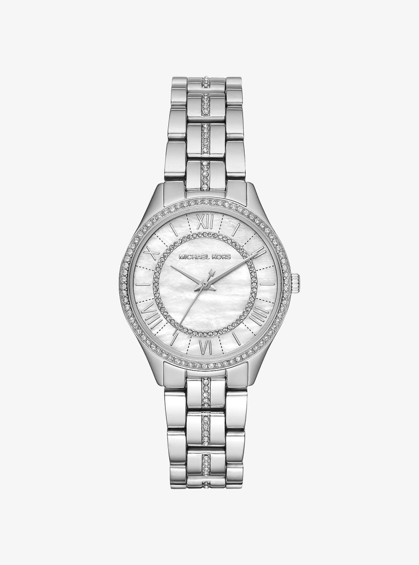 Silver-tone Michael Kors Mini Lauryn Pave Silver-Tone Watch Mujer Plateadas | 7415-YGXFO