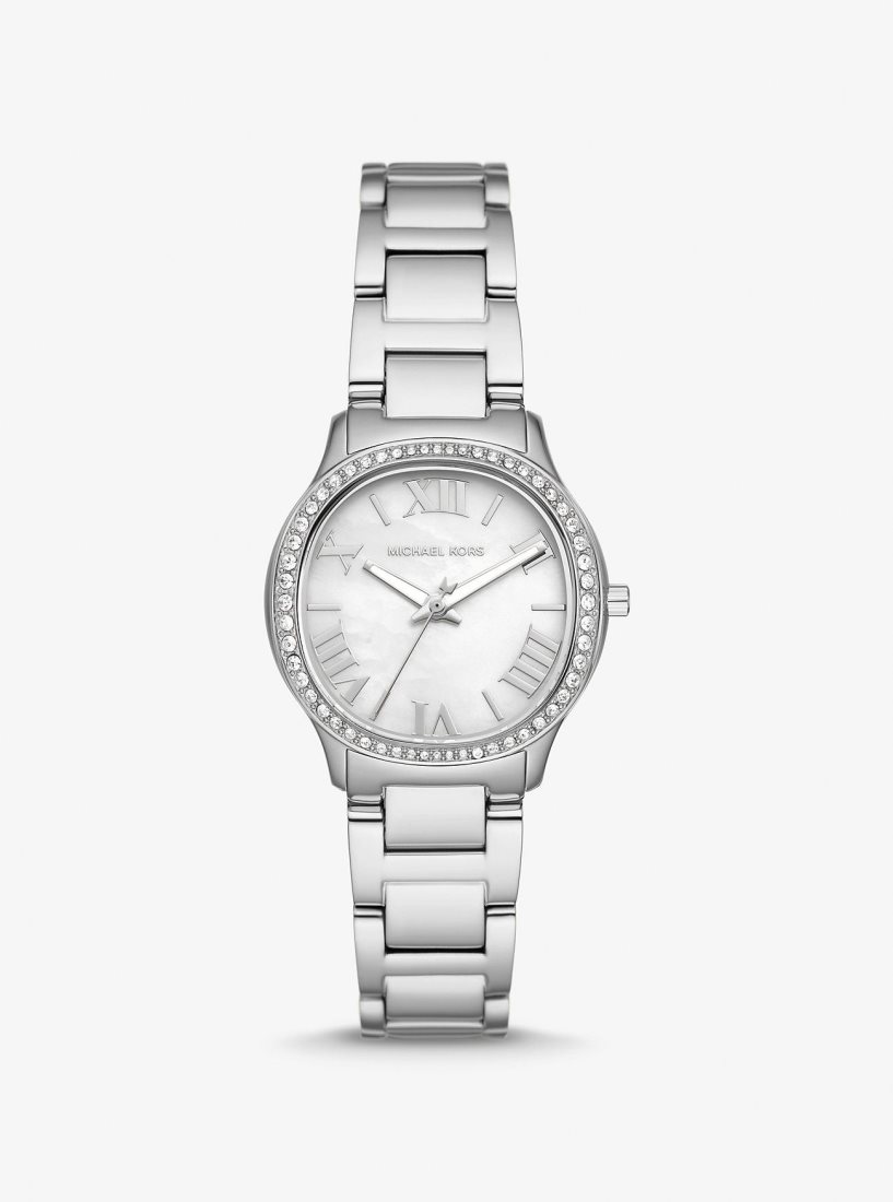 Silver-tone Michael Kors Mini Sage Pave Silver-Tone Watch Mujer Plateadas | 8742-HRQTS