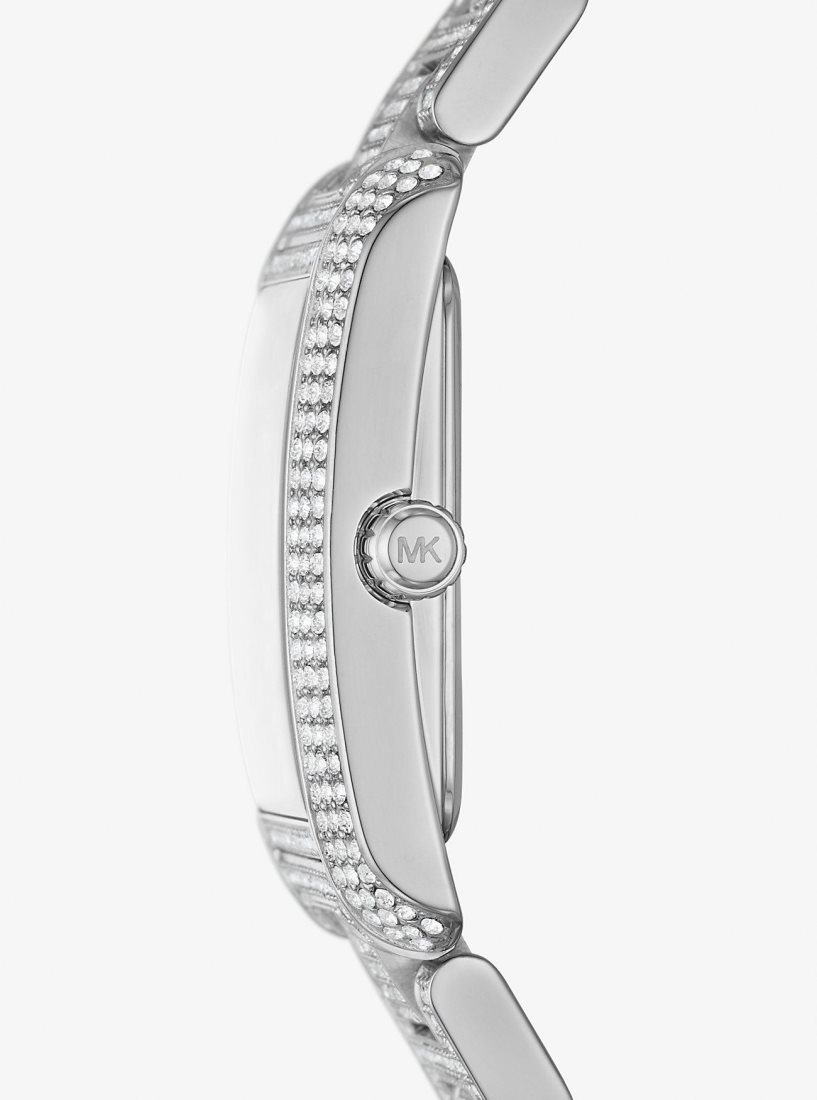 Silver-tone Michael Kors Oversized Emery Pave Silver-Tone Watch Mujer Plateadas | 1970-XDRWM