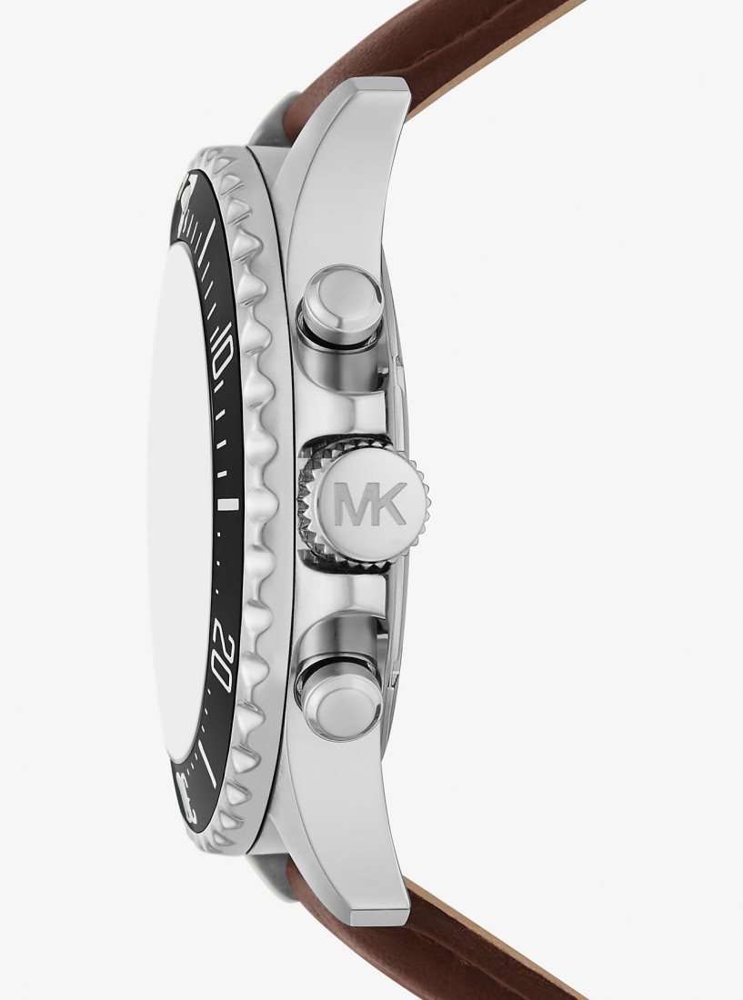 Silver-tone Michael Kors Oversized Everest Silver-Tone and Leather Watch Mujer Plateadas | 9607-RIUFM