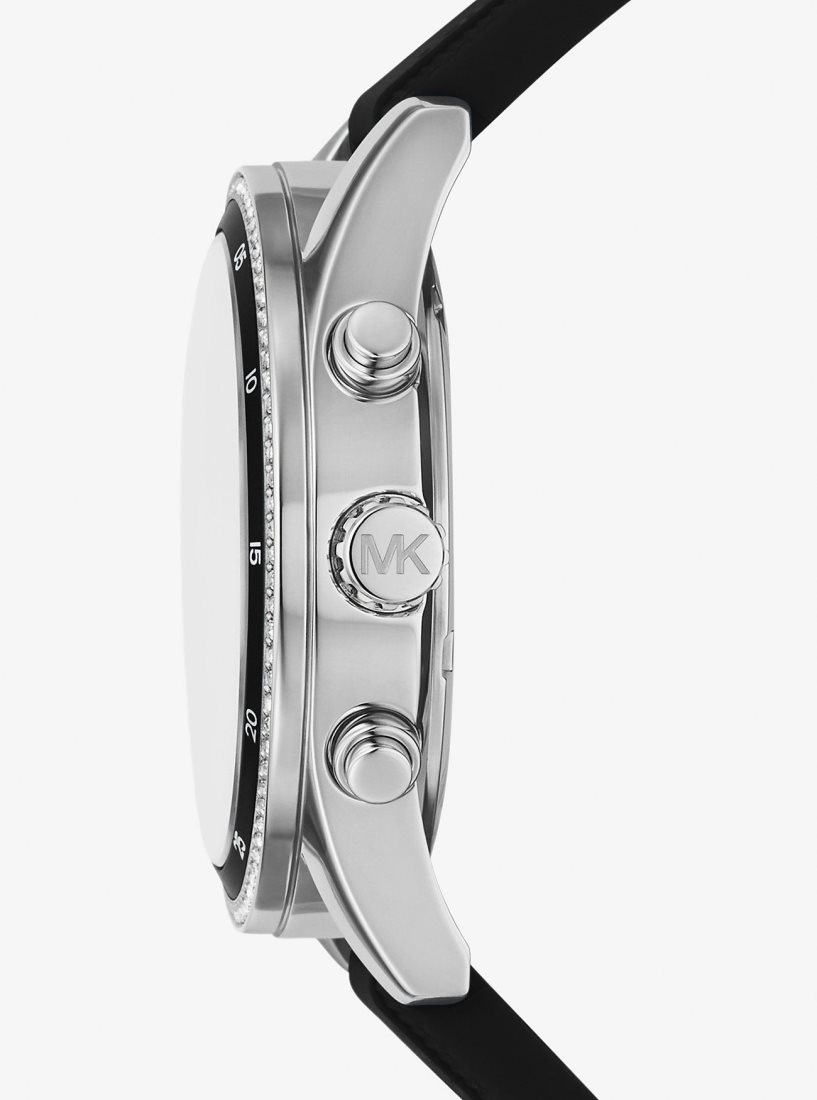 Silver-tone Michael Kors Oversized Hadyn Pave Silver-Tone Watch Mujer Negras | 2046-PBMJT