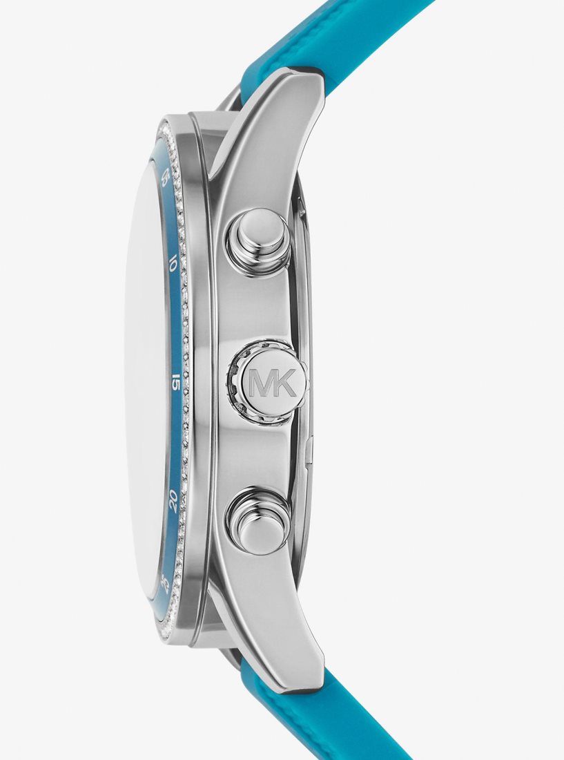 Silver-tone Michael Kors Oversized Hadyn Pave Silver-Tone Watch Mujer Azules | 2619-SCKYM