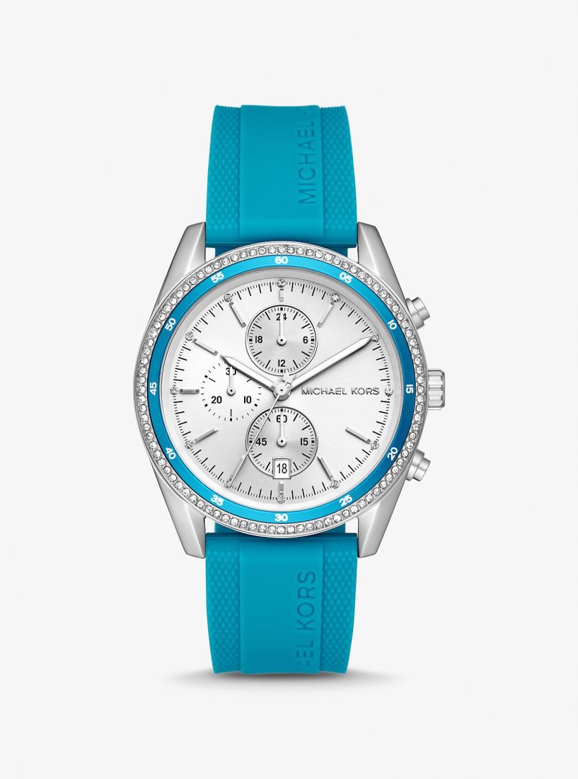 Silver-tone Michael Kors Oversized Hadyn Pave Silver-Tone Watch Mujer Azules | 2619-SCKYM