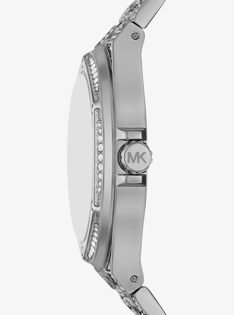 Silver-tone Michael Kors Oversized Lennox Animal Pave Silver-Tone Watch Mujer Plateadas | 6312-WMGCR