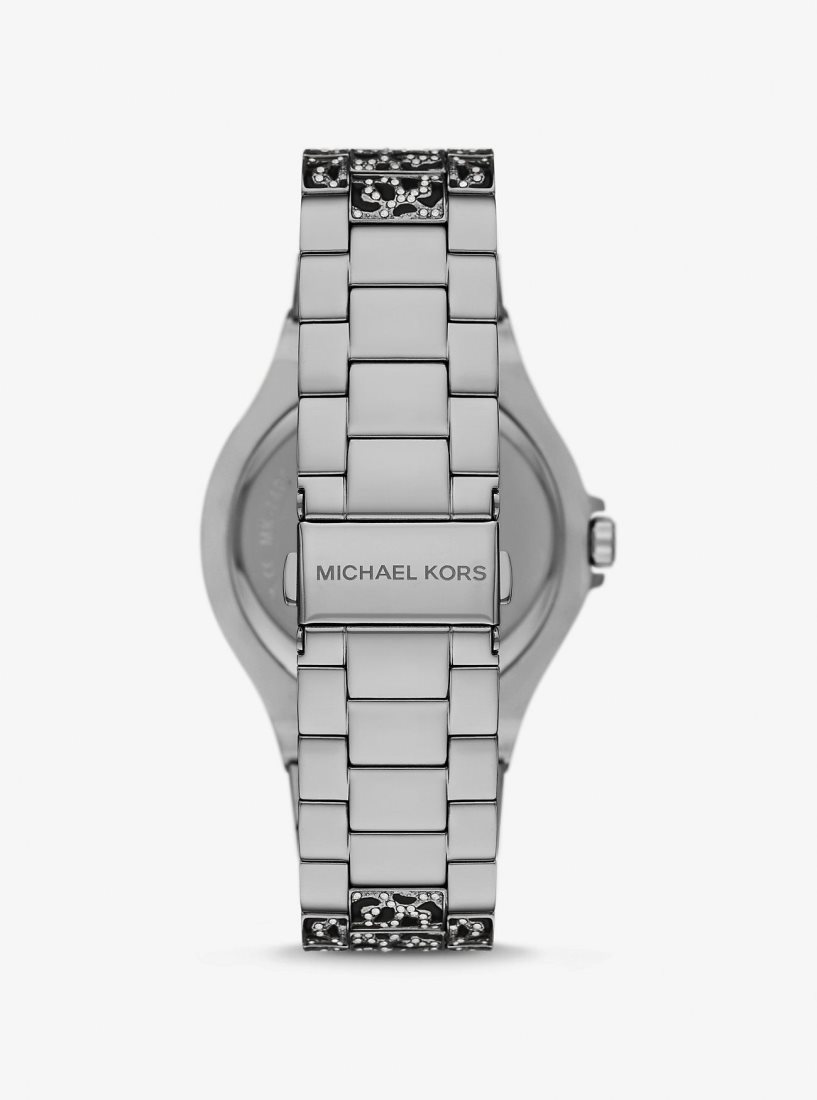 Silver-tone Michael Kors Oversized Lennox Animal Pave Silver-Tone Watch Mujer Plateadas | 6312-WMGCR