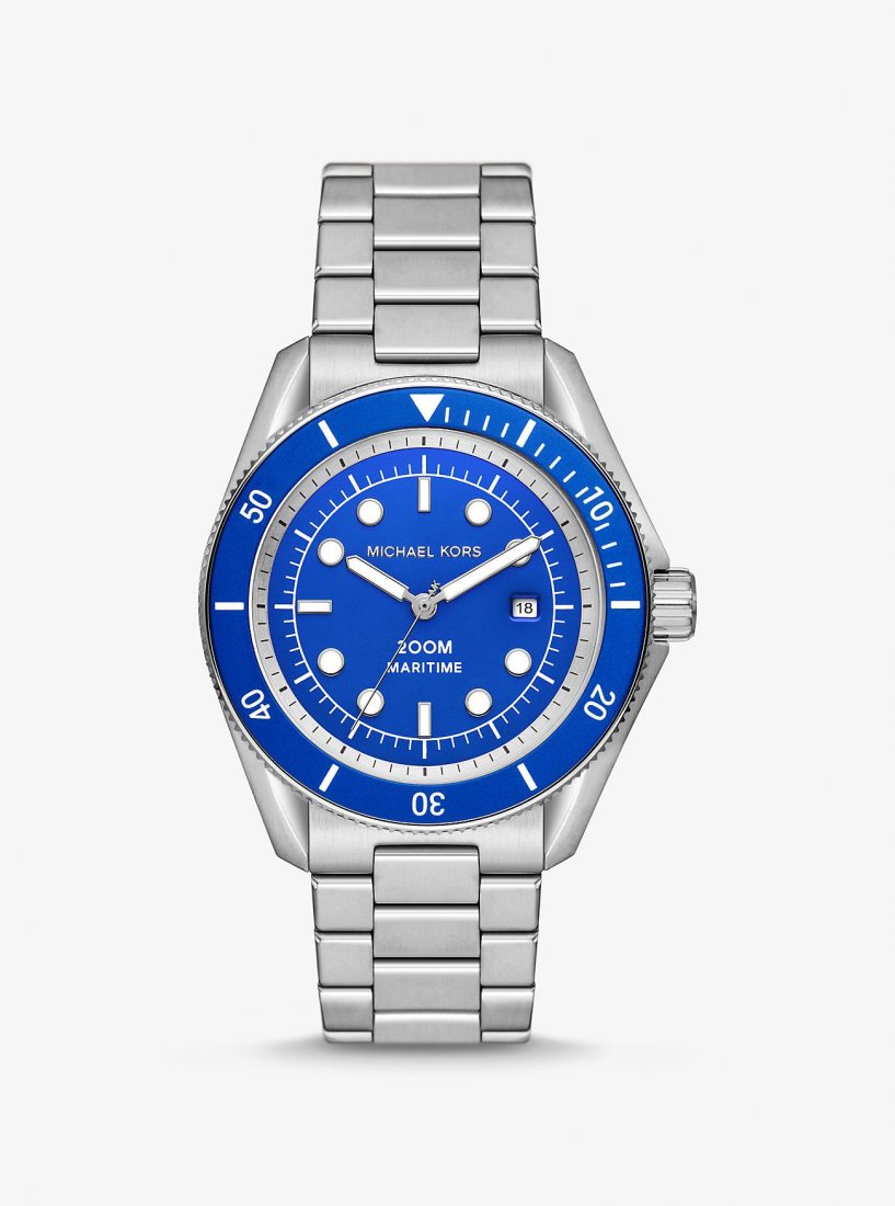 Silver-tone Michael Kors Oversized Maritime Silver-Tone Watch Hombre Plateadas | 0124-YTGRL