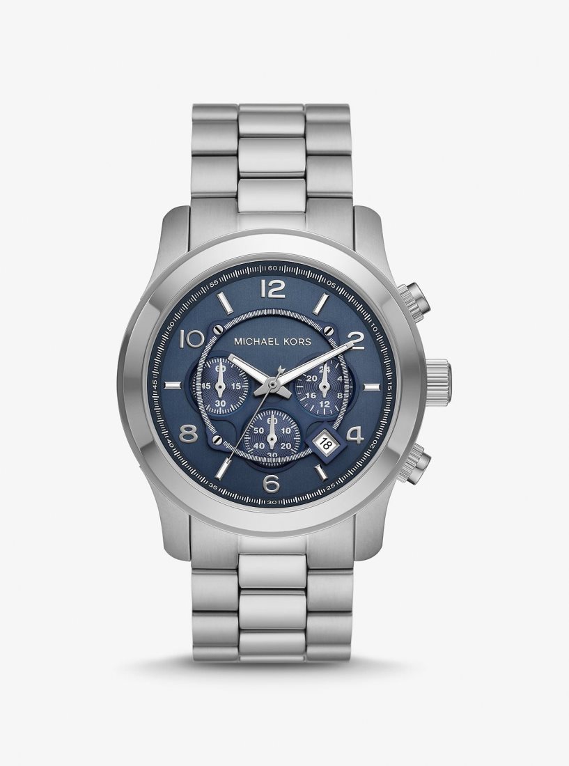 Silver-tone Michael Kors Oversized Runway Silver-Tone Watch Hombre Plateadas | 8502-HKUEX