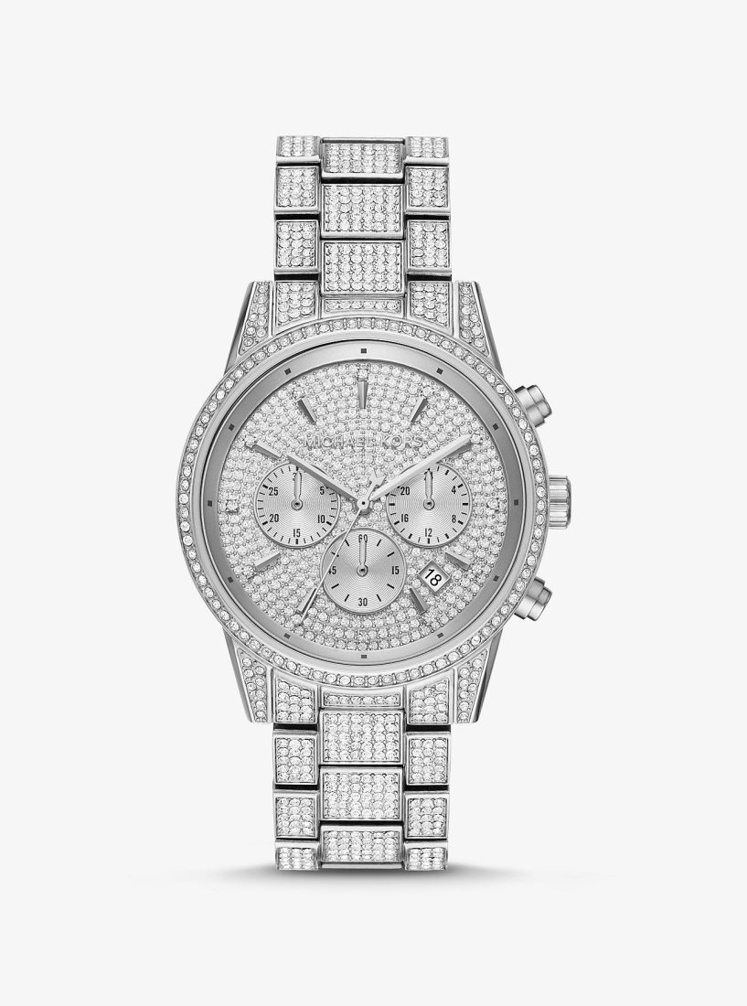 Silver-tone Michael Kors Ritz Pave Silver-Tone Watch Mujer Plateadas | 9572-DNUFX