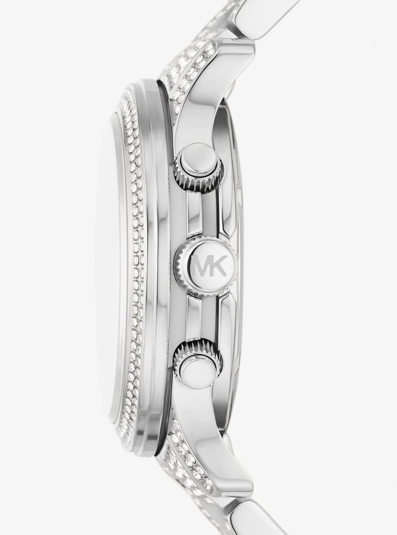 Silver-tone Michael Kors Runway Pave Silver-Tone Watch Mujer Plateadas | 4180-FGRBD