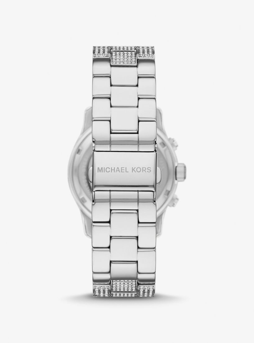 Silver-tone Michael Kors Runway Pave Silver-Tone Watch Mujer Plateadas | 4180-FGRBD