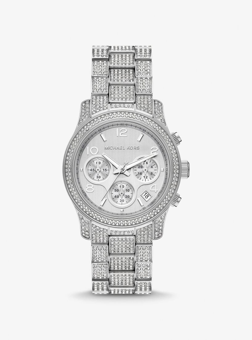 Silver-tone Michael Kors Runway Pave Silver-Tone Watch Mujer Plateadas | 4180-FGRBD