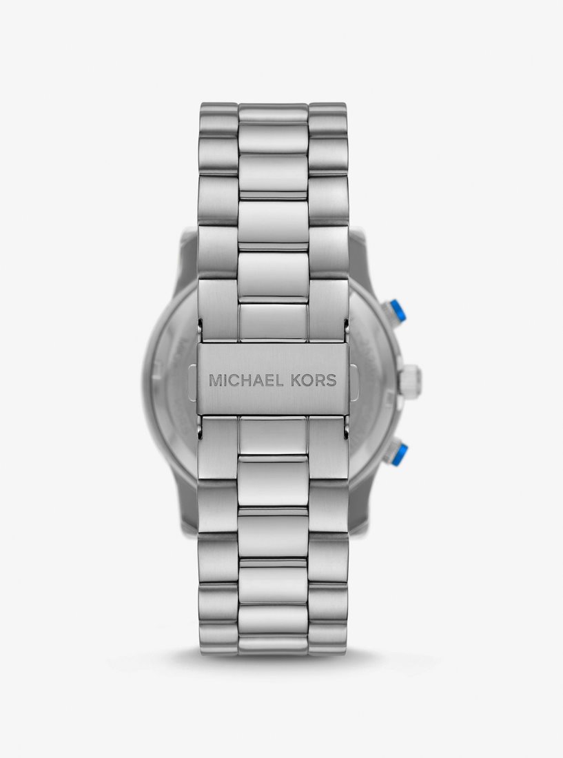 Silver-tone Michael Kors Watch Hunger Stop Oversized Runway Silver-Tone Watch Mujer Plateadas | 7249-ZSULM