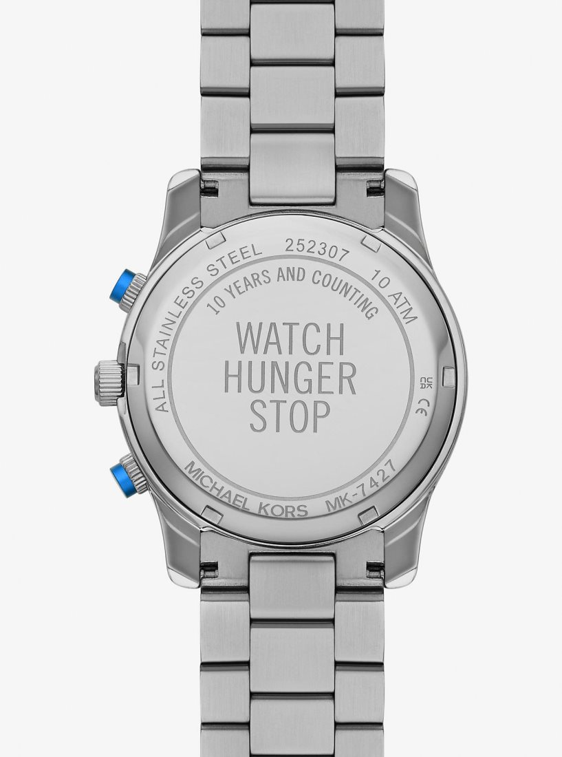 Silver-tone Michael Kors Watch Hunger Stop Oversized Runway Silver-Tone Watch Mujer Plateadas | 7249-ZSULM