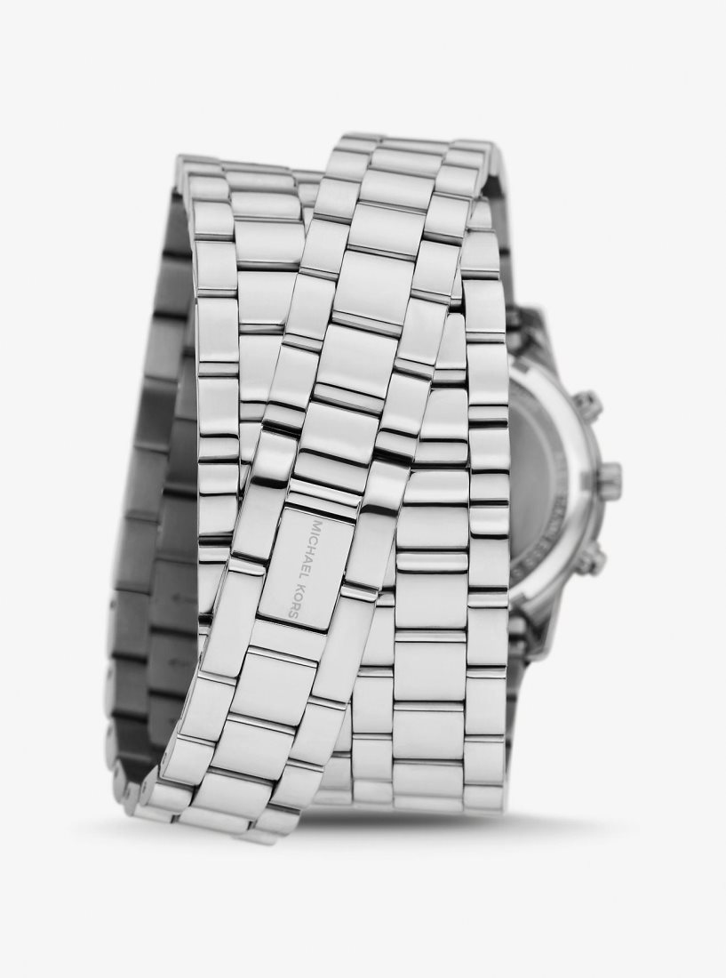 Stainless Michael Kors Runway Rhodium-Plated Stainless Steel Triple Wrap Watch Mujer Plateadas | 0457-GZEMJ