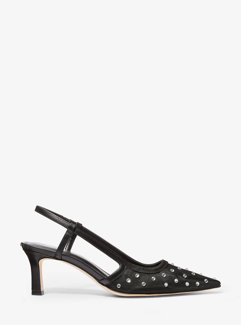 Tacones Michael Kors Alora Crystal Embellished Mesh Slingback Pump Mujer Negras | 2648-IWBNU