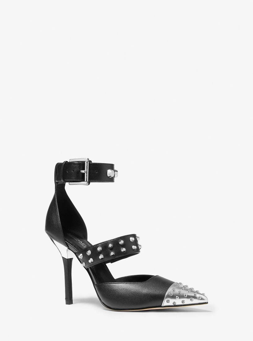 Tacones Michael Kors Amal Astor Stud Sandal Mujer Negras Plateadas | 9260-ORBTH