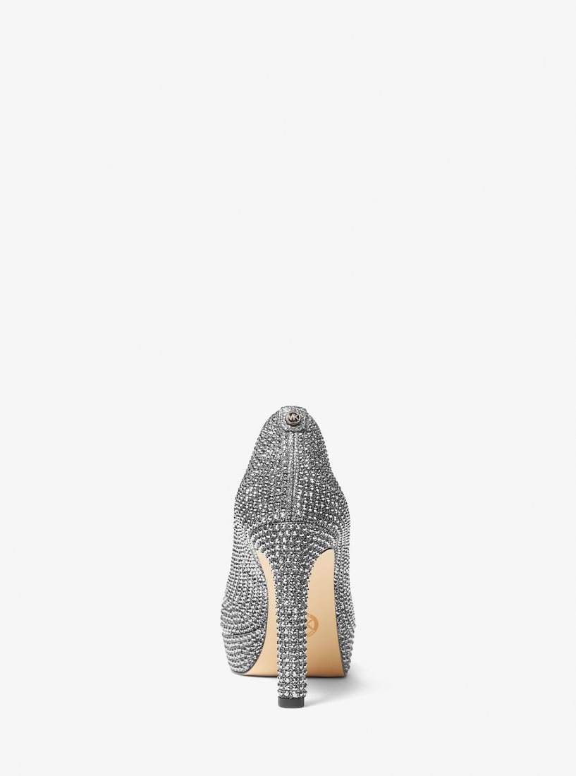 Tacones Michael Kors Chantal Embellished Glitter Chain-Mesh Platform Pump Mujer Gris Oscuro | 1483-QBHVI