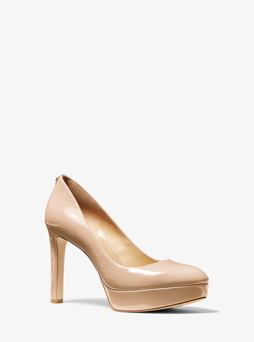 Tacones Michael Kors Chantal Faux Patent Leather Platform Pump Mujer Rosas Claro | 3879-NSLPI