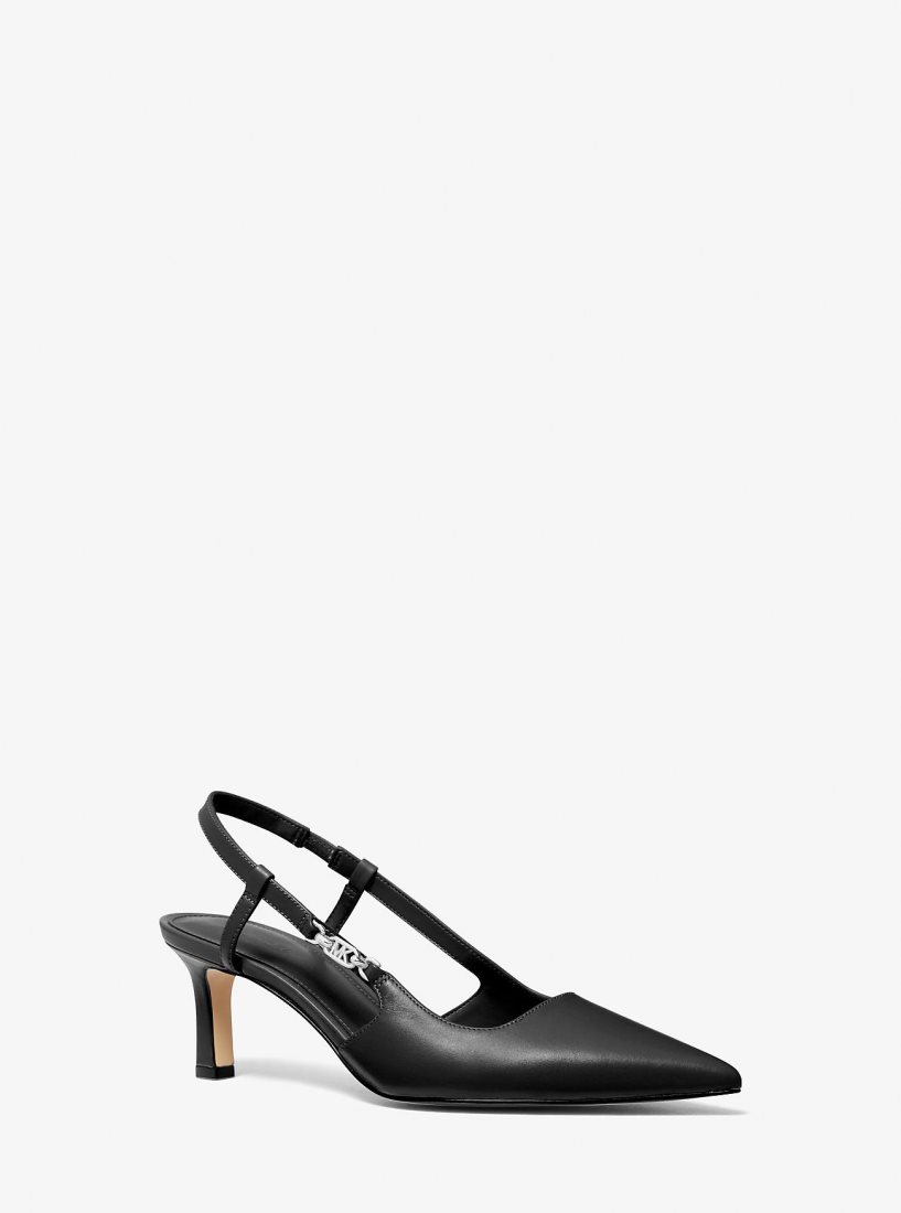 Tacones Michael Kors Daniella Leather Slingback Pump Mujer Negras | 3614-XZYFL