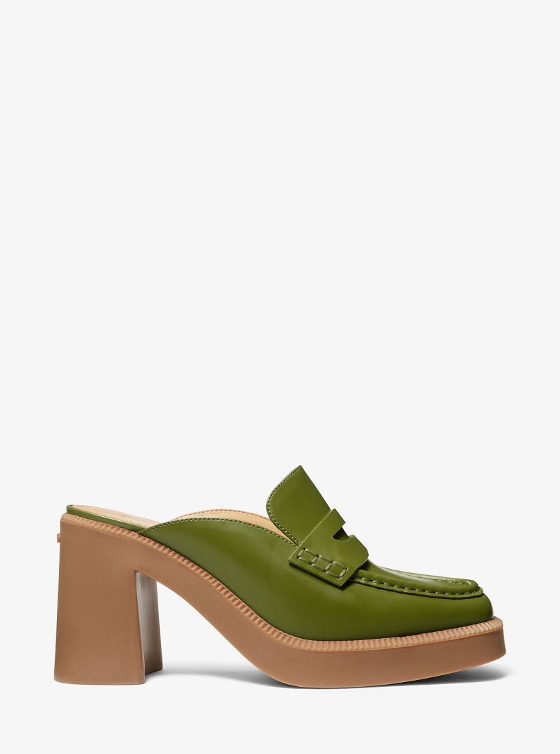 Tacones Michael Kors Eden Leather Platform Mule Mujer Verde Oliva | 2475-GCUXW