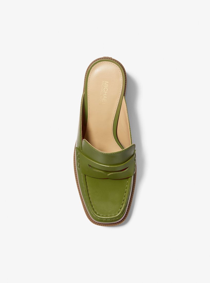 Tacones Michael Kors Eden Leather Platform Mule Mujer Verde Oliva | 2475-GCUXW