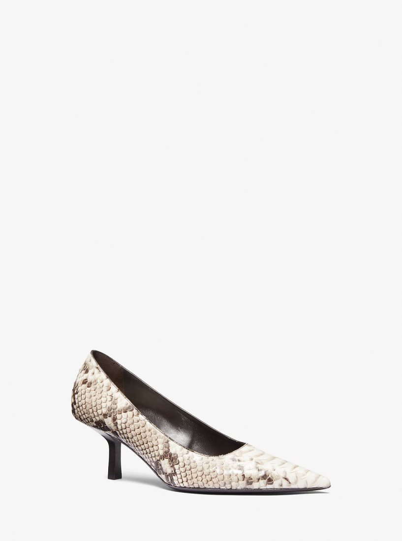 Tacones Michael Kors Frankie Python Embossed Leather Pump Mujer Beige | 3078-NFXIW