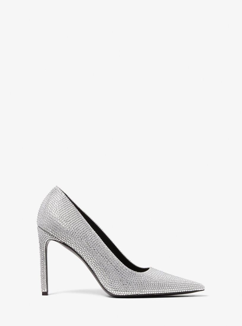 Tacones Michael Kors Martine Crystal Embellished Suede Pump Mujer Gris | 9846-LDBGY