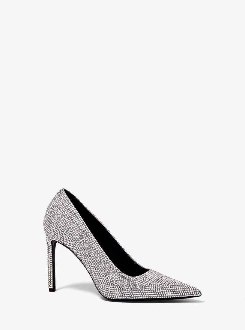 Tacones Michael Kors Martine Crystal Embellished Suede Pump Mujer Gris | 9846-LDBGY