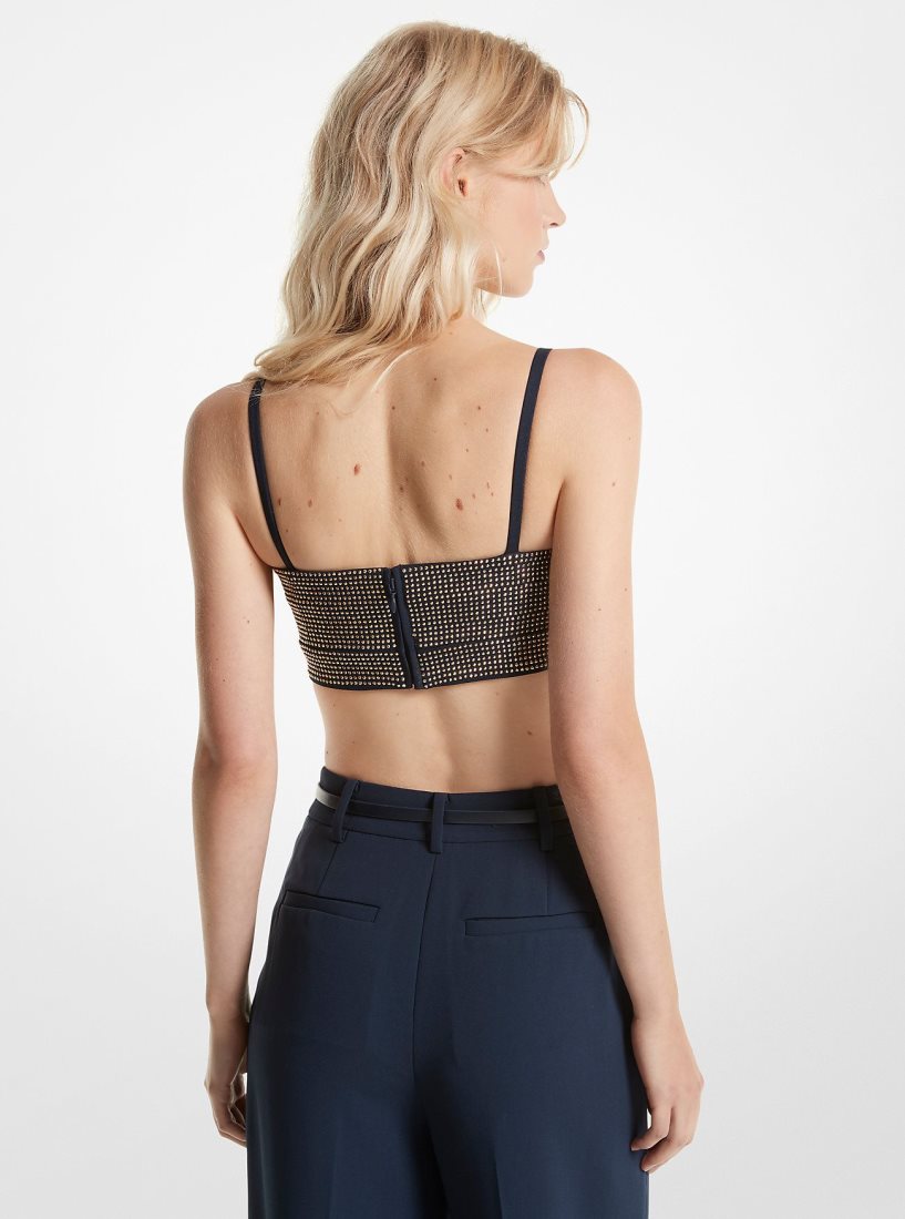 Tops Michael Kors Embellished Stretch Crepe Bustier Top Mujer Midnightblue | 5140-FEBOX