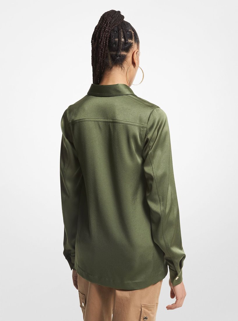 Tops Michael Kors Satin Shirt Mujer Jade | 6251-CYEWZ