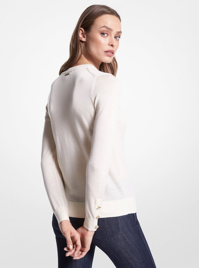 Truien Michael Kors Merino Wool Blend Sweater Mujer Beige | 1935-ANQOP