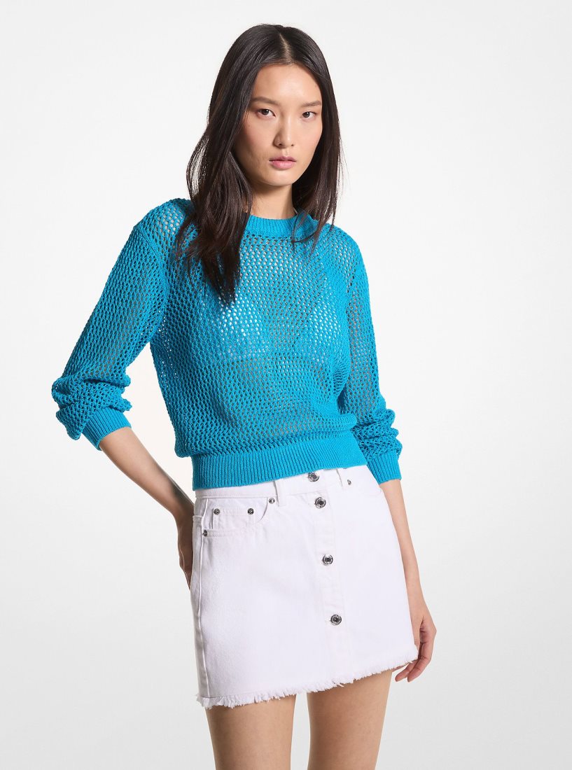 Truien Michael Kors Mesh Sweater Mujer Azules | 4521-MAXGQ