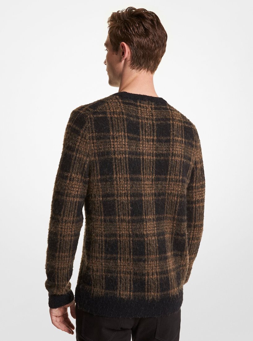 Truien Michael Kors Plaid Brushed Knit Sweater Hombre Negras | 3791-WFYNX