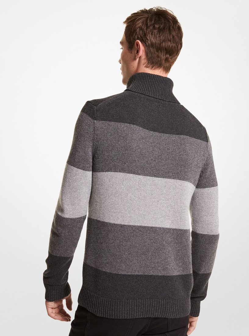 Truien Michael Kors Striped Nylon Blend Turtleneck Sweater Hombre Gris | 9861-GHROY