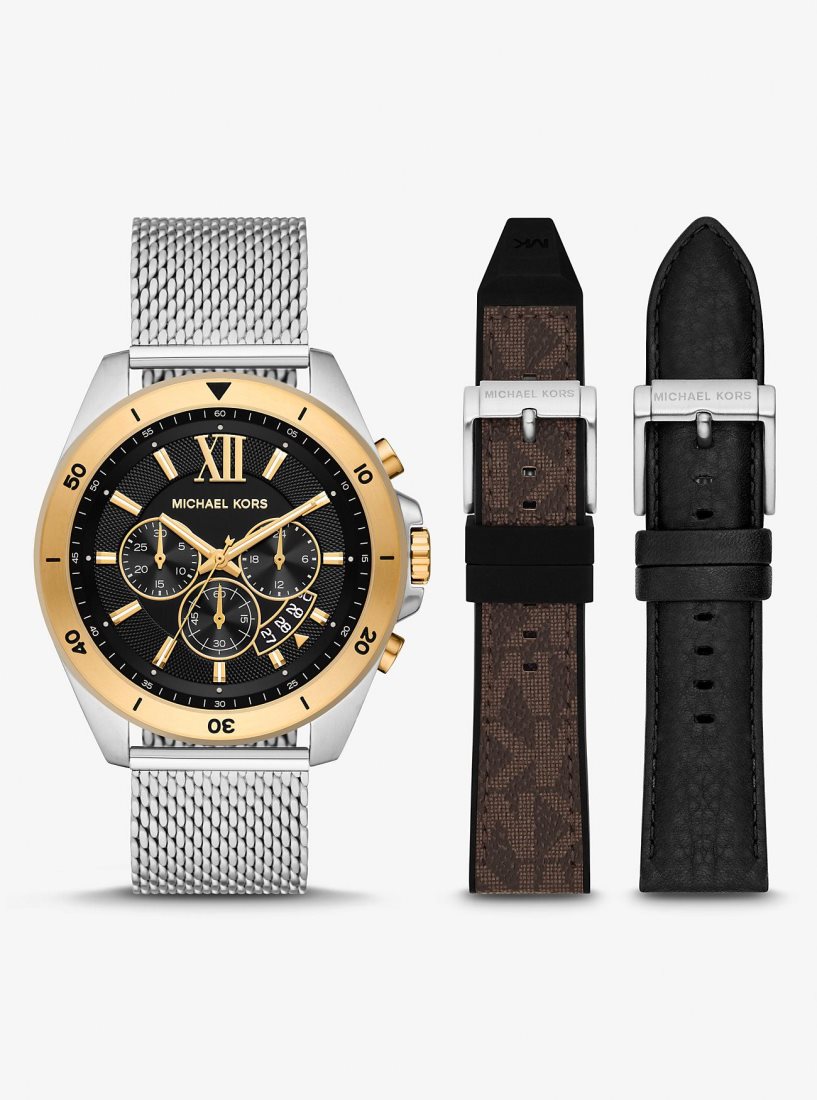 Two-tone Michael Kors Oversized Brecken Two-Tone Mesh Watch Gift Set Hombre Marrones | 2178-LSUKB