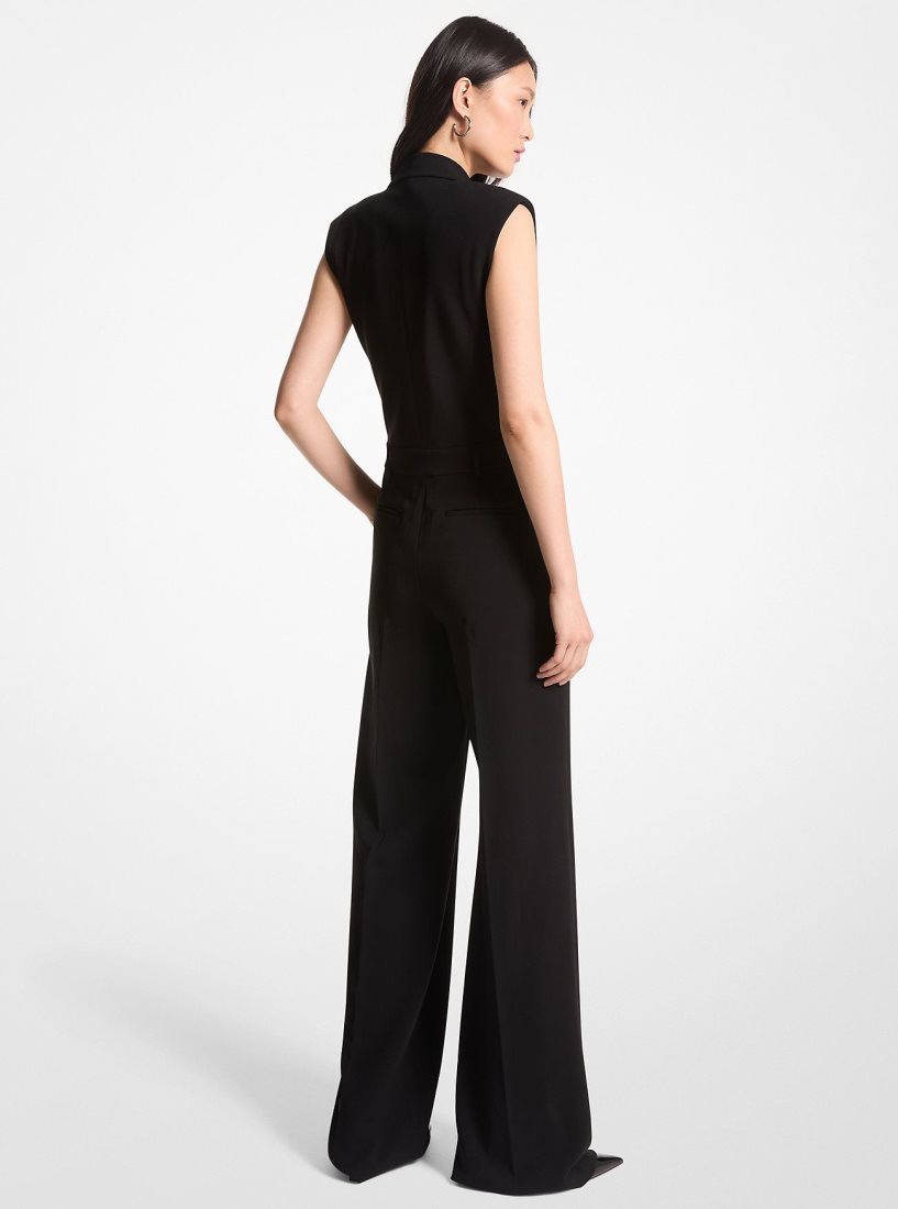 Vestido Michael Kors Crepe Double-Breasted Jumpsuit Mujer Negras | 4130-ZRGXC