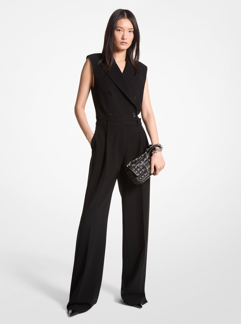 Vestido Michael Kors Crepe Double-Breasted Jumpsuit Mujer Negras | 4130-ZRGXC