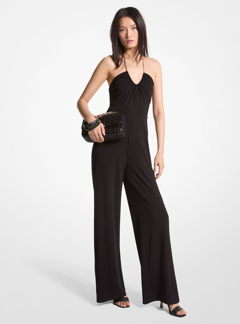 Vestido Michael Kors Embellished Stretch Matte Jersey Halter Jumpsuit Mujer Negras | 0517-YTGIX