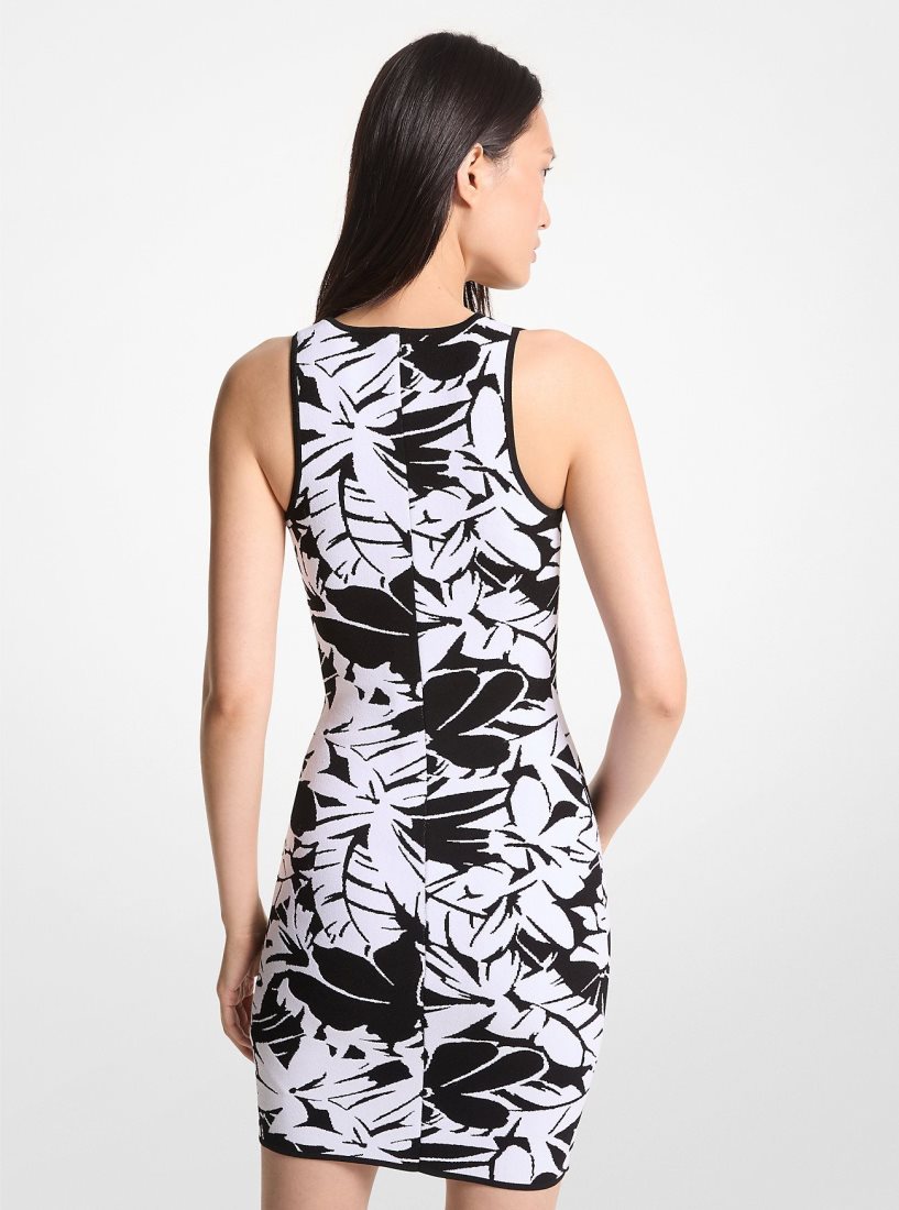 Vestido Michael Kors Palm Jacquard Tank Dress Mujer Negras Blancas | 5309-ZRTEU